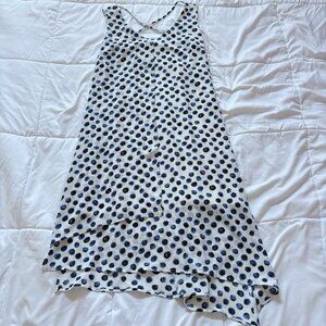 NWT Womens Size Small White Blue Polka Dot Tank Maxi Dress Summer Beach Classic